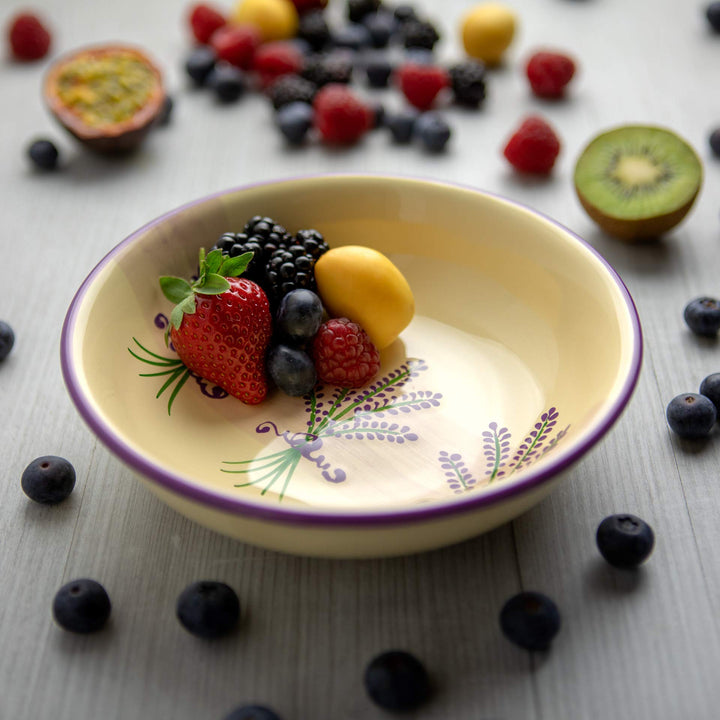 City to Cottage® - Keramik Suppenteller 18.5 cm | Lavendel Motiv | Handgemacht | Keramik Teller Supp