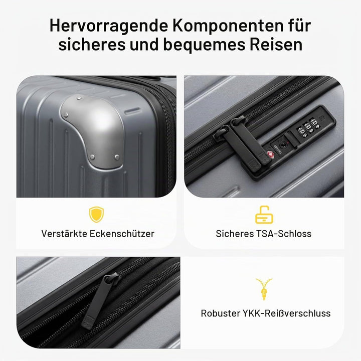 LEVEL8 Koffer Trolley Leicht Handgepäck Erweiterbar, 55cm, 36-42L | Hartschalenkoffer aus 100% Polyc