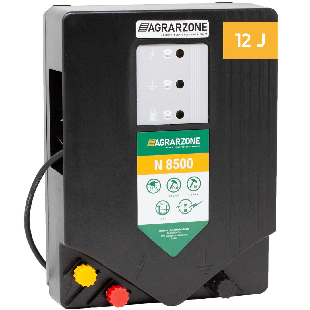 Agrarzone N8500 Weidezaungerät 230V, 12 Joule | Elektrozaungerät mit Strom für Weidezaun | 2 Leistun