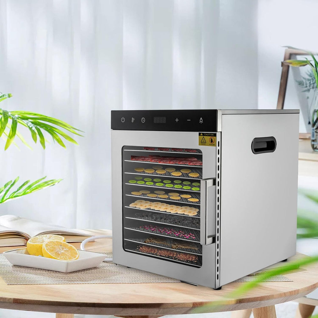 Dörrer Dehydrator 10 Tray Dörautomat Einstellbarer Temperatur 30-90℃ und 24 Stunden Timer Obsttrockn
