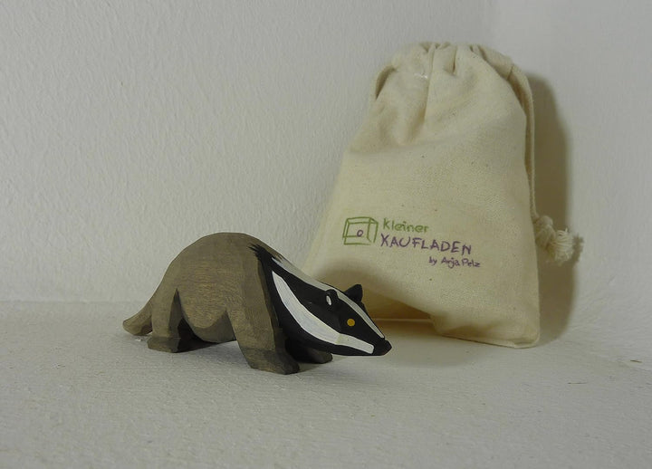 Dachs gross von Lotte Sievers-Hahn 3,5 cm mit Baumwollbeutel Krippenfigur