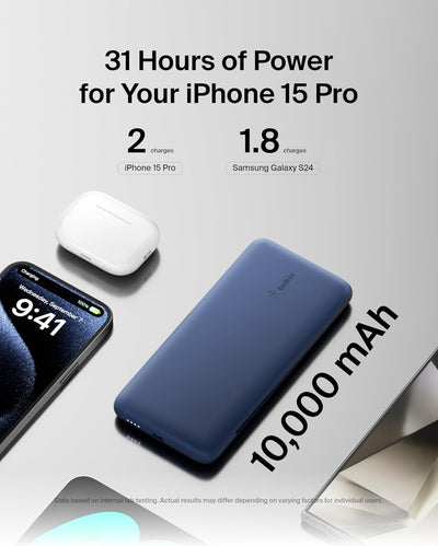 Belkin BOOSTCHARGE Plus 10K tragbares Ladegerät und Powerbank (10.000 mAh mit integriertem Lightning