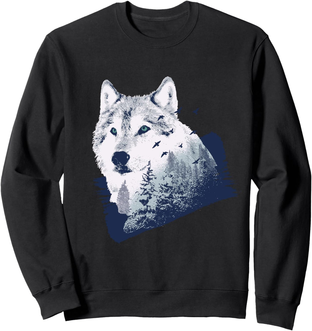 Wolf Doppelbelichtung Sweatshirt