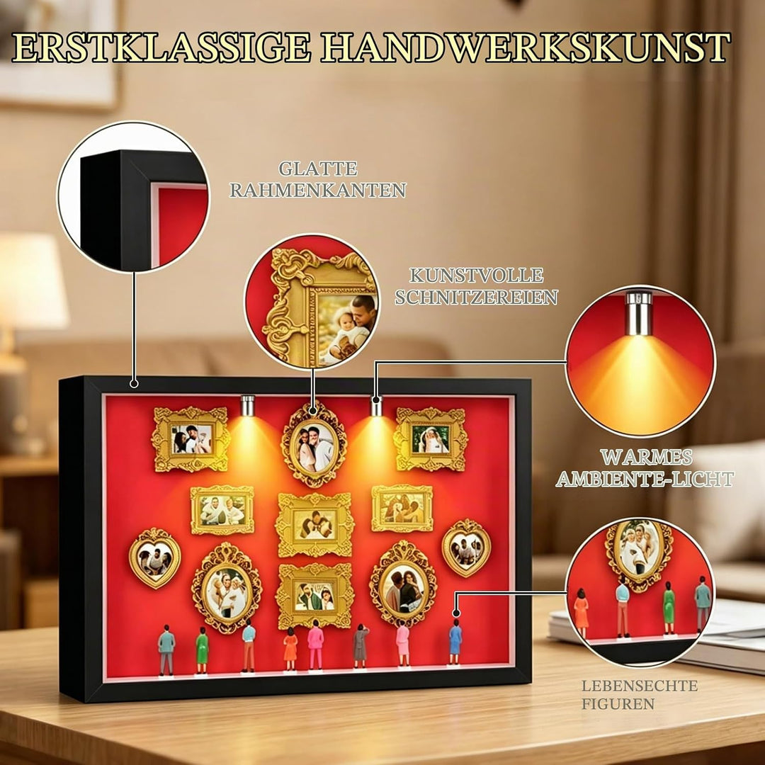 Pipihome DIY Mini Museum Bilderrahmen, Mini Figuren Menschen Museum Silhouette Box mit LED Licht &amp; G