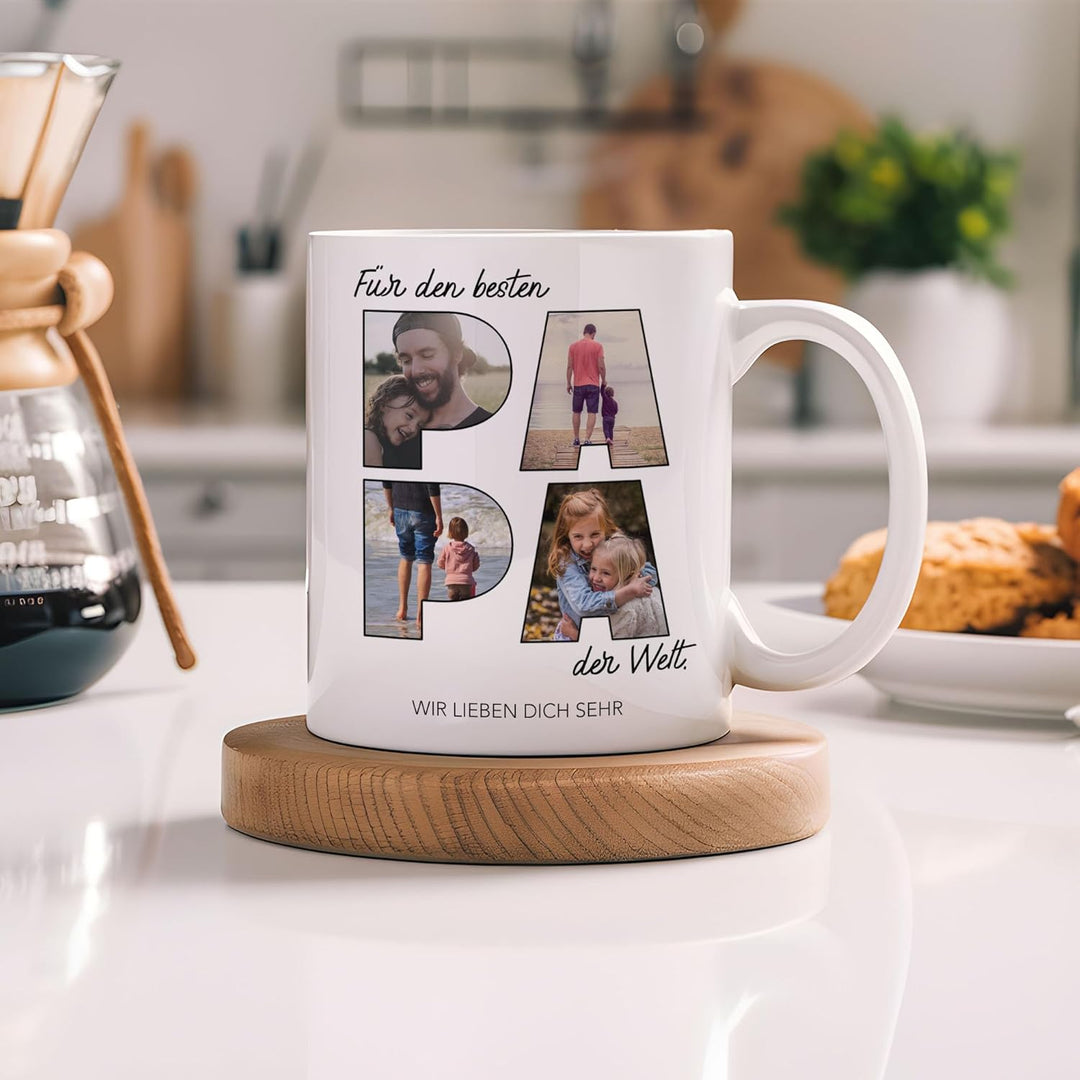 Kiddle-Design Papa Tasse Personalisiert mit Foto Geschenk Geburtstag, Vatertagsgeschenk Fototasse mi