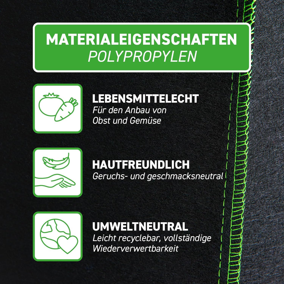 GardenMate 6X 30L Pflanzsack aus Vliesstoff Ø35.6cm Höhe 30.5cm - GREENLINE 30 Liter - 6er Set Green