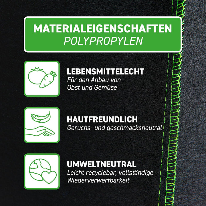 GardenMate 6X 30L Pflanzsack aus Vliesstoff Ø35.6cm Höhe 30.5cm - GREENLINE 30 Liter - 6er Set Green