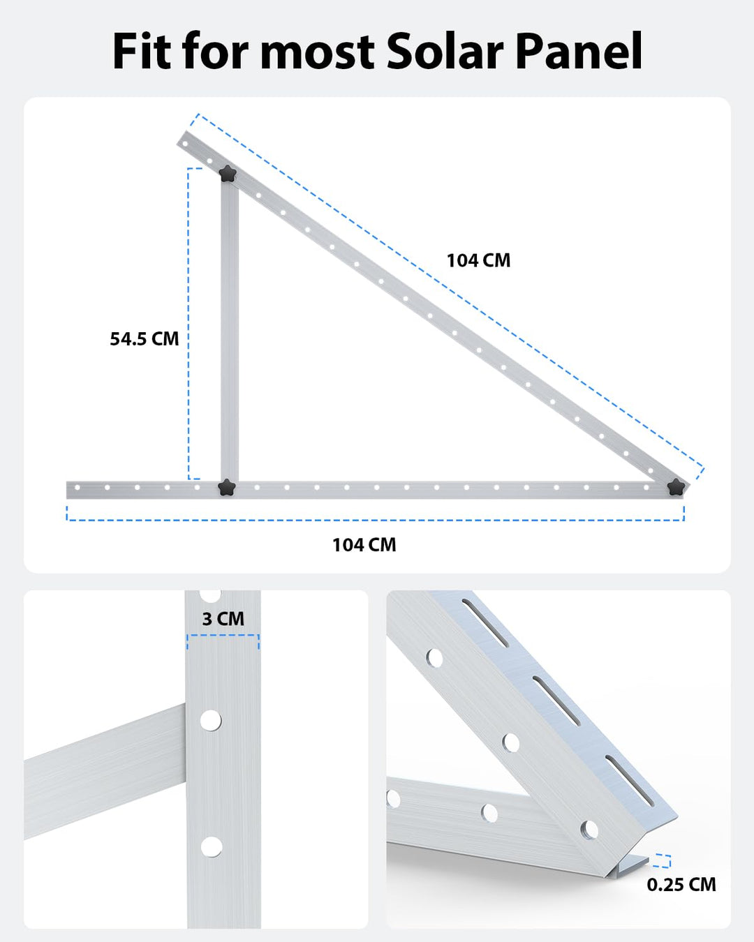 Solarmodul Halterung 1040MM 2Stück Stouchi Solarpanel Halterung pv Halterungen mit Verstellbarem Win