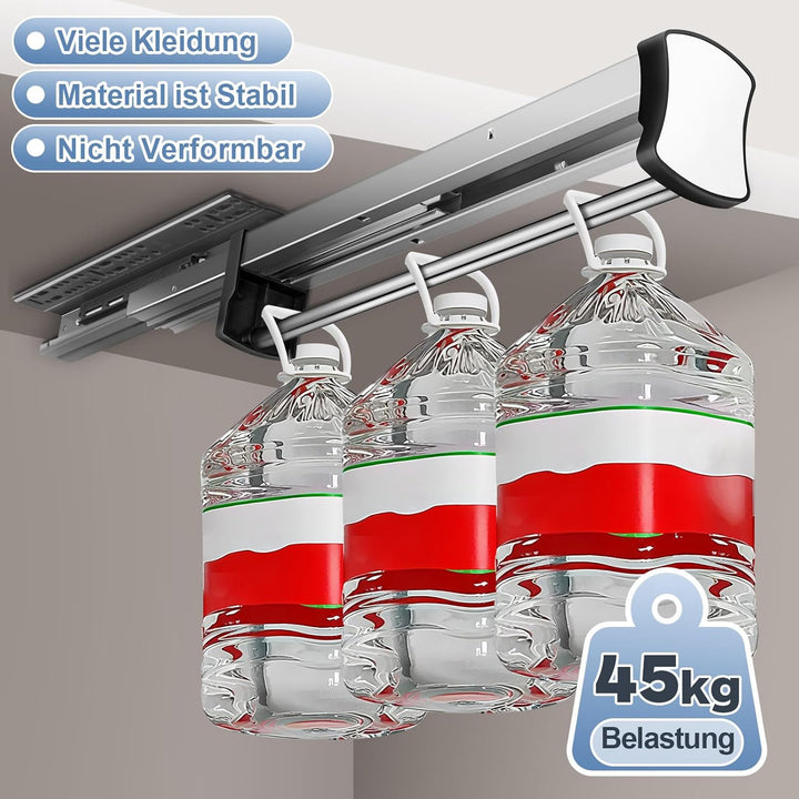 Kleiderstange Ausziehbar Schrank 35cm, Teleskopstange Schrankauszug mit Dämpfung, Verstellbare Kleid