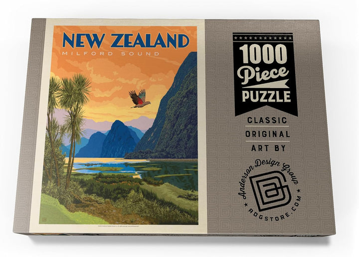 Neuseeland: Milford Sound, Vintage Poster - Premium 1000 Teile Puzzle - MyPuzzle Sonderkollektion vo