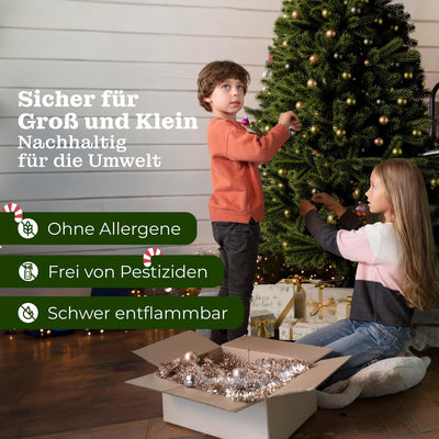 BoomDing Schmaler Weihnachtsbaum mit Beleuchtung | 210 cm hoch und 380 LED | Naturgetreuer künstlich