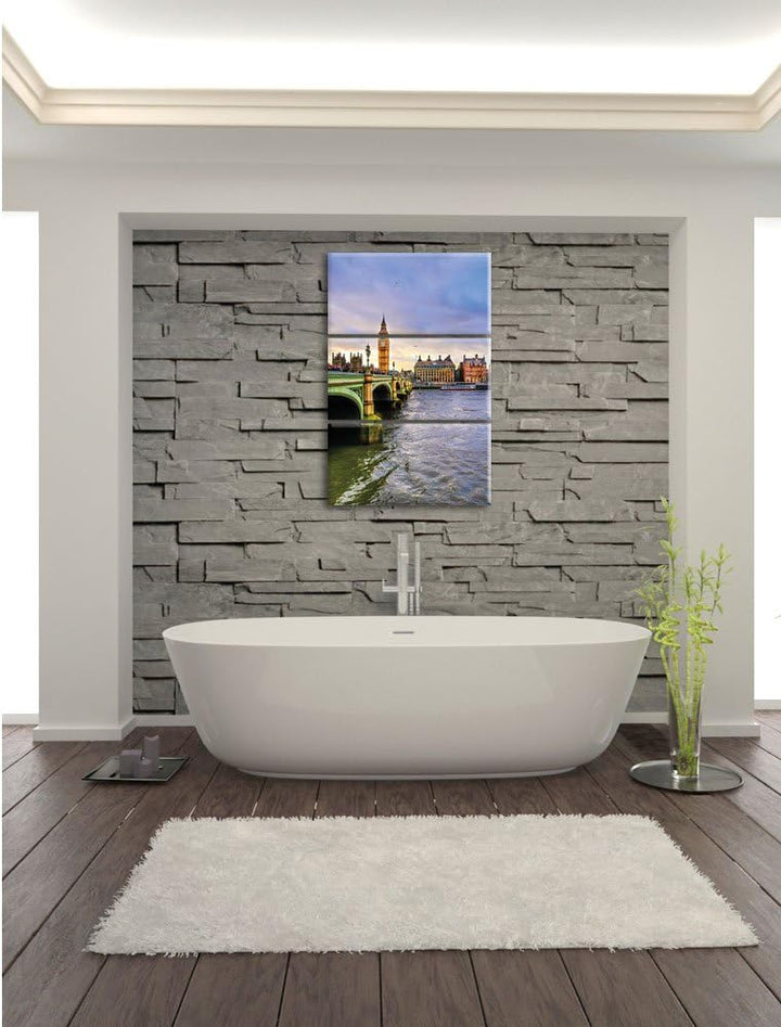 Pixxprint Themse London Big Ben als Leinwandbild/Grösse: 3 Teilig (120x80) cm/Wandbild/Kunstdruck/fe