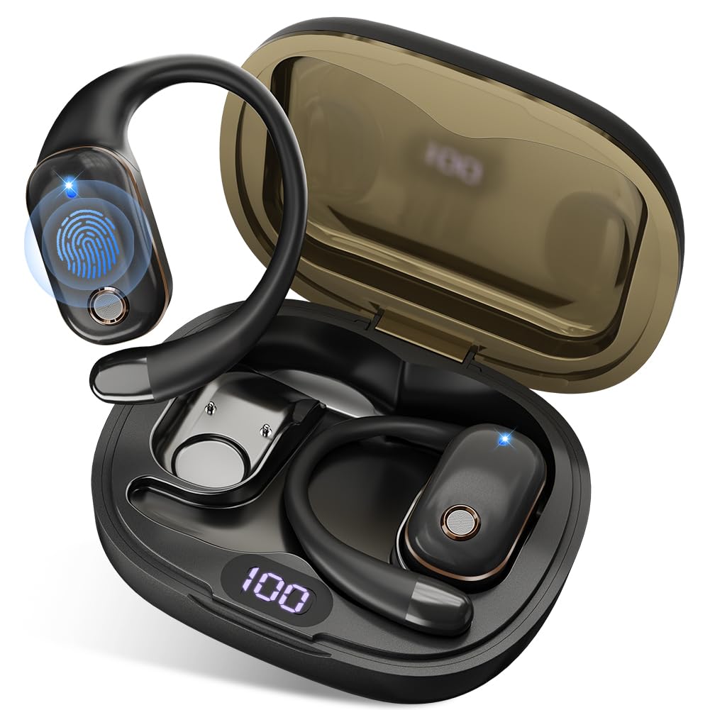 Open-Ear Bluetooth Kopfhörer, Bluetooth 6.0 Wireless Ohrhörer Sport mit LED-Anzeige, IPX6 Wasserdich