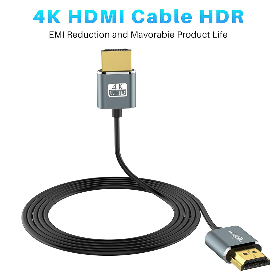 Twozoh Schlankes 4K HDMI auf HDMI 2.0 Kabel 2M, 10 Stück, ultradünn und flexibel, unterstützt 4K bei