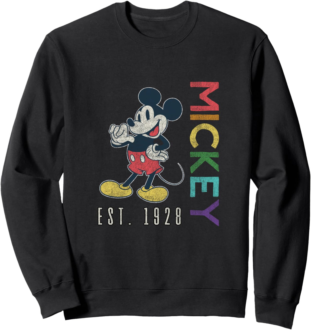 Disney Mickey Mouse Est 1928 Rainbow Lettering Sweatshirt