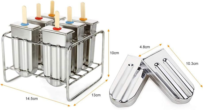 Popsicle Formen Edelstahl, Eislutscher Formen mit Stick Holder Eiscreme Form, Wiederverwendbar Stiel