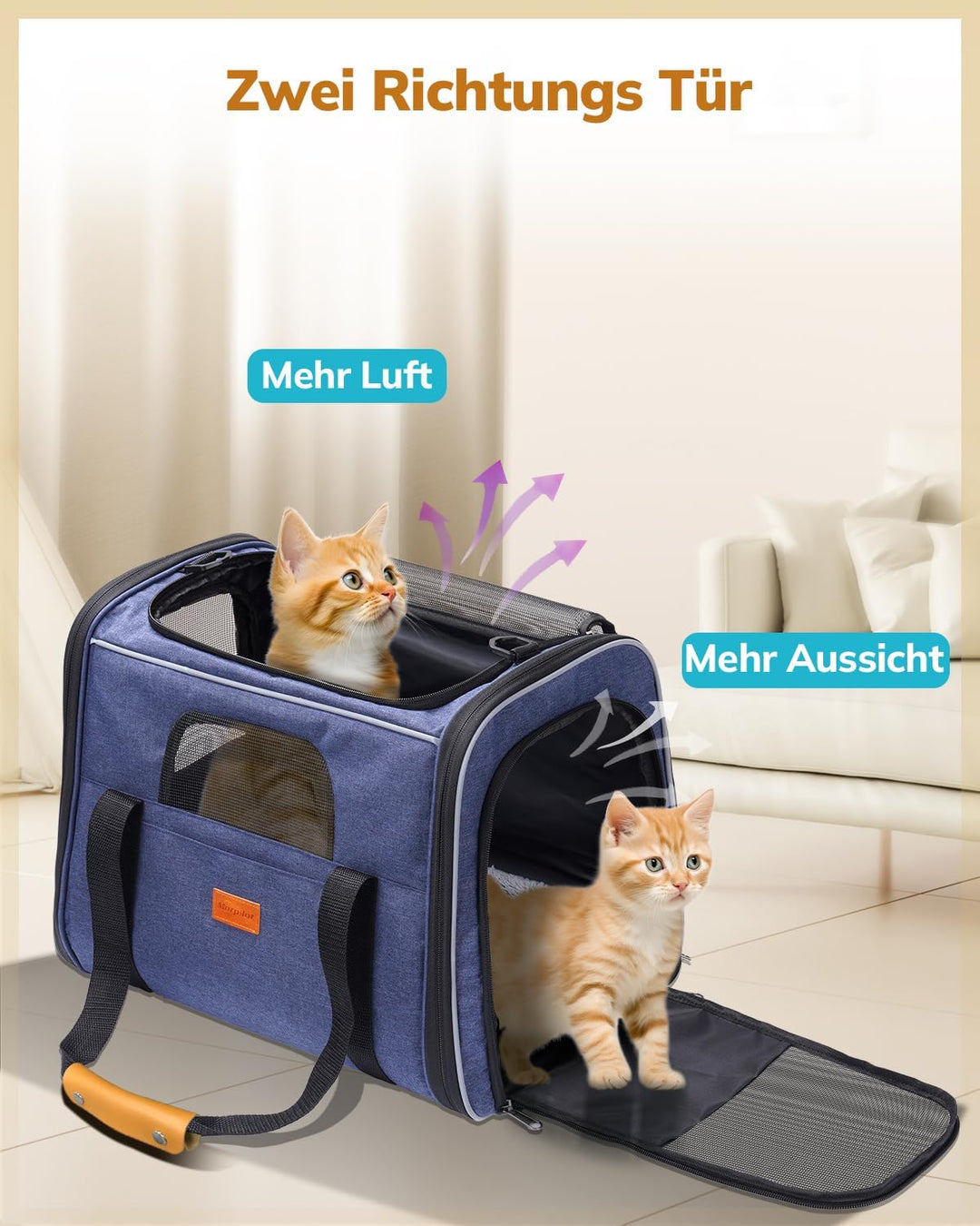 Morpilot Katzentransportbox für grosse Katzen und Welpen bis 7kg, Katzenbox Hundetasche mit Sicherhe