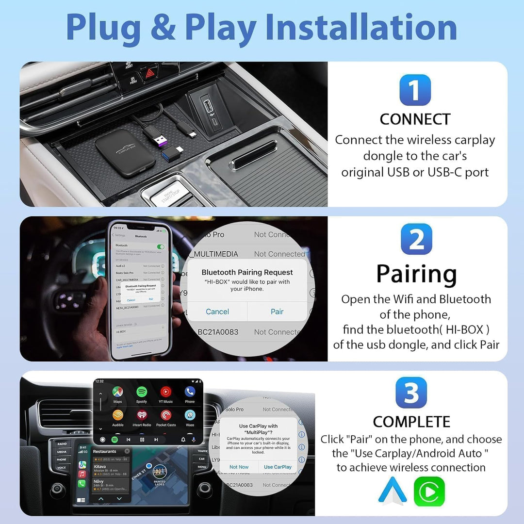5-in-1 Wireless Android Auto & CarPlay Adapter (2026), unterstützt Netflix/YouTube/TF, Plug & Play,