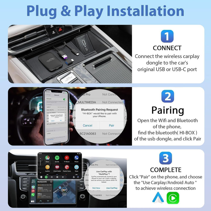 5-in-1 Wireless Android Auto & CarPlay Adapter (2026), unterstützt Netflix/YouTube/TF, Plug & Play,