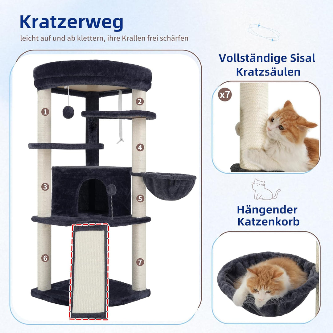 Gitelsnour Eck-Kratzbaum, Katzenbaum für Innenbereich, Mehrstöckiges katzenkratzbaum mit vollständig
