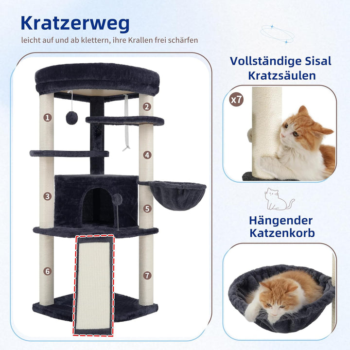 Gitelsnour Eck-Kratzbaum, Katzenbaum für Innenbereich, Mehrstöckiges katzenkratzbaum mit vollständig