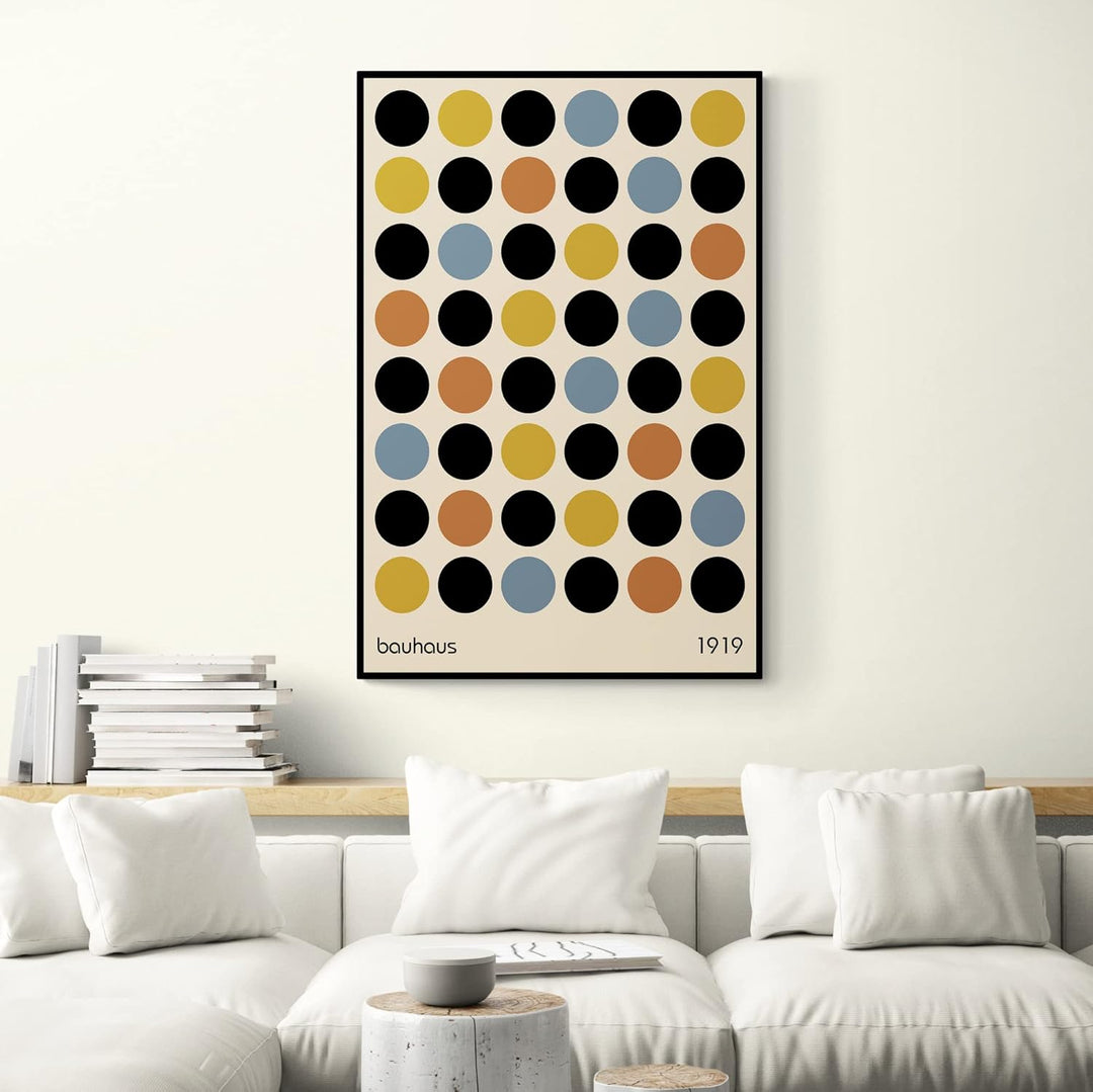 Bauhaus Kunstdruck auf Leinwand, Motiv: farbige Kreise, Abstrakt, 30 x 20 cm, verschiedene Grössen A
