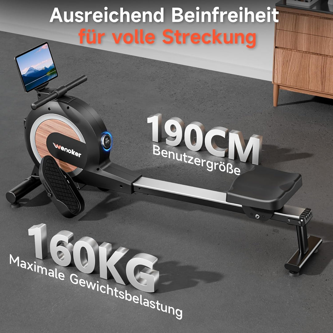 Wenoker Rudergerät mit Magnet-Fitnesstrainer, Rudergerät für Zuhause 32 Stufen Widerstand mit Exklus
