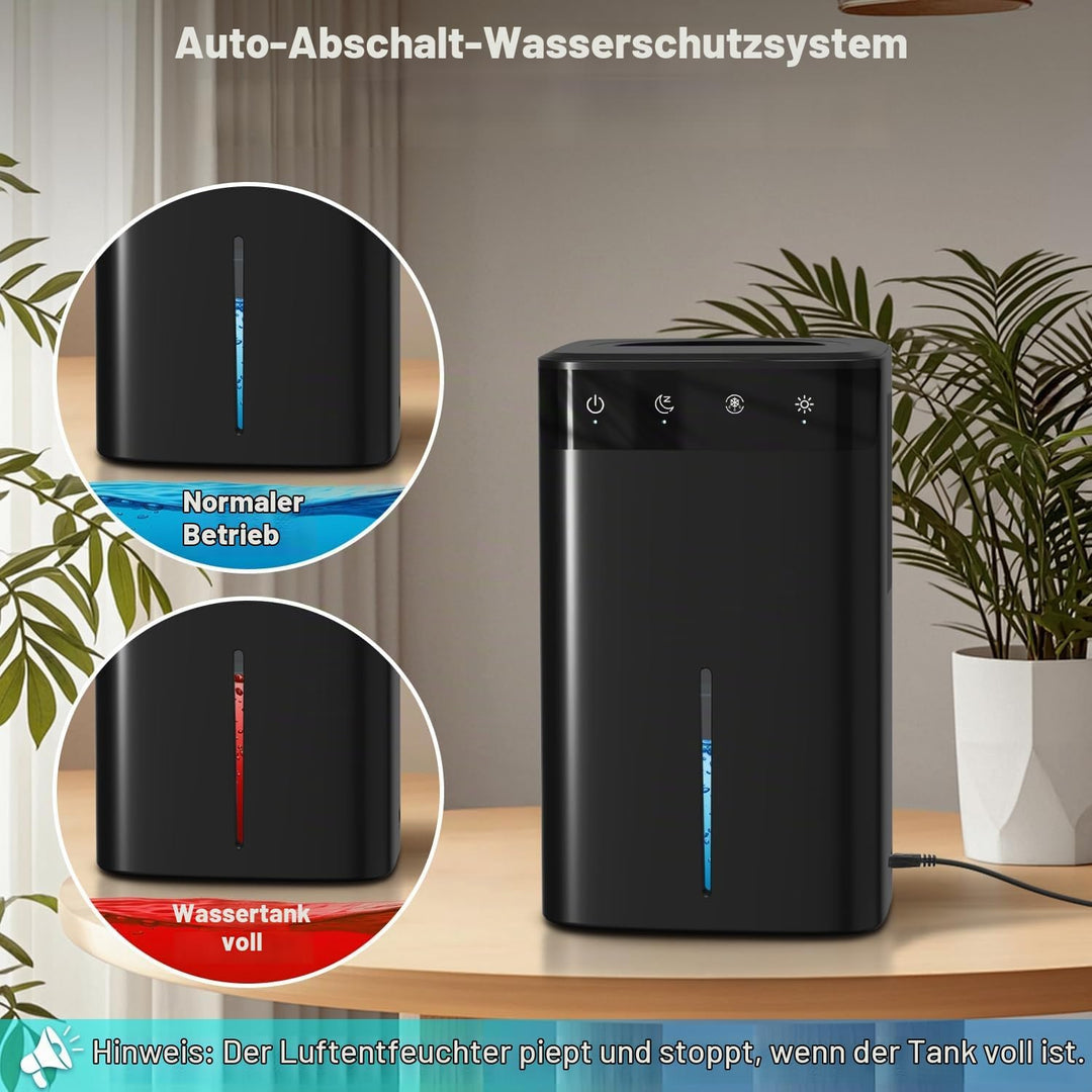 Luftentfeuchter -Black Elektrisch 2,6L, Leiser Raumentfeuchter für Keller, Bad &amp; Schlafzimmer bis 32