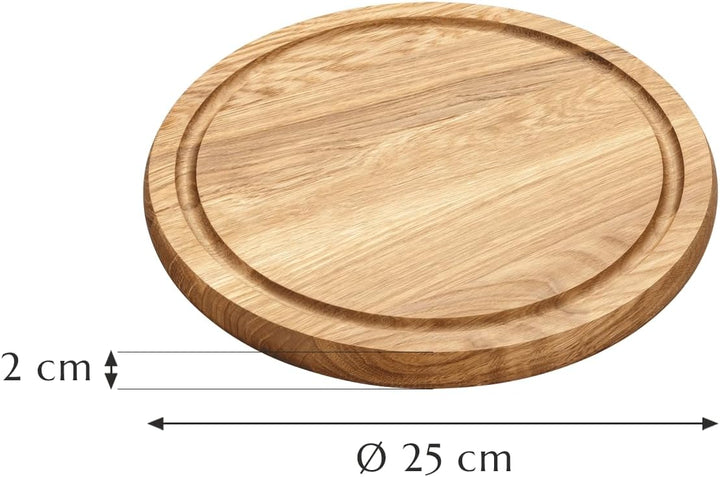 Brotzeitbrett Schneidebrett Eiche Holz rund 25 x 2 cm | Holz-Leute