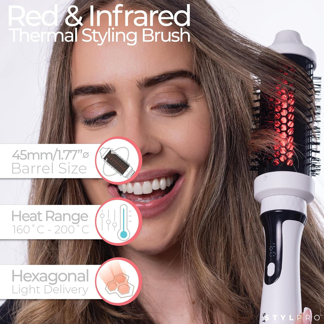 STYLPRO Thermobürste mit roten und nahen Infrarot-LEDs - 58 NIR + 84 rote LEDs, keramischer Zylinder