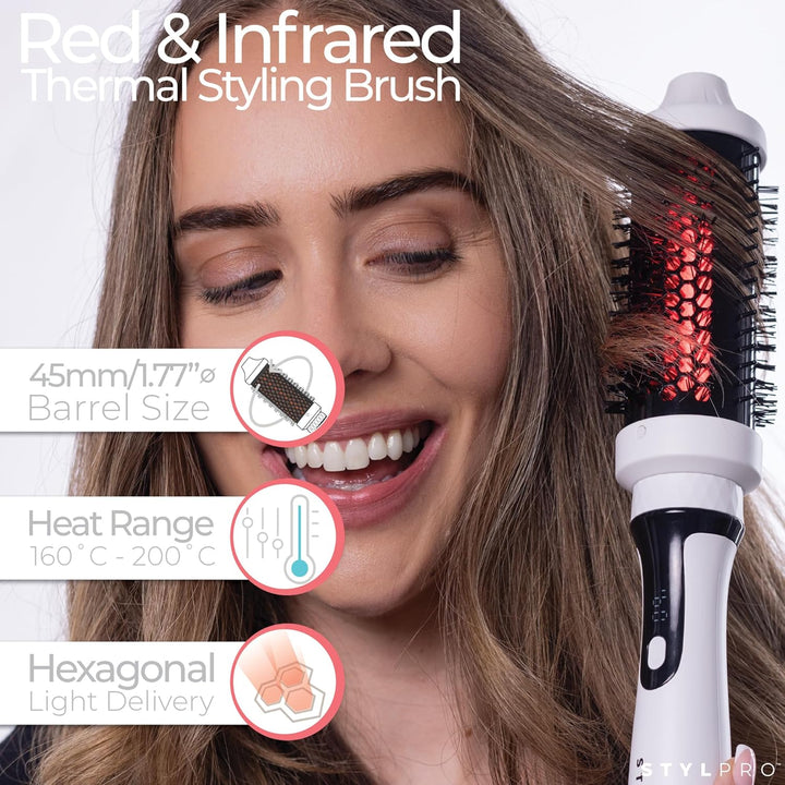 STYLPRO Thermobürste mit roten und nahen Infrarot-LEDs - 58 NIR + 84 rote LEDs, keramischer Zylinder
