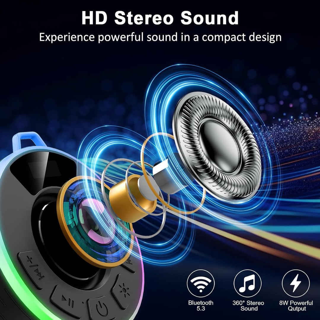 Wasserdichter Bluetooth Duschlautsprecher, 10H Bluetooth-Lautsprecher mit Saugnapf, Tragbare bluetoo