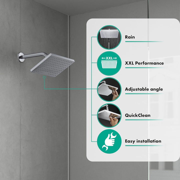 hansgrohe Vernis Shape - Kopfbrause, eckige Duschbrause (230 x 170 mm), Regendusche mit 1 Strahlart