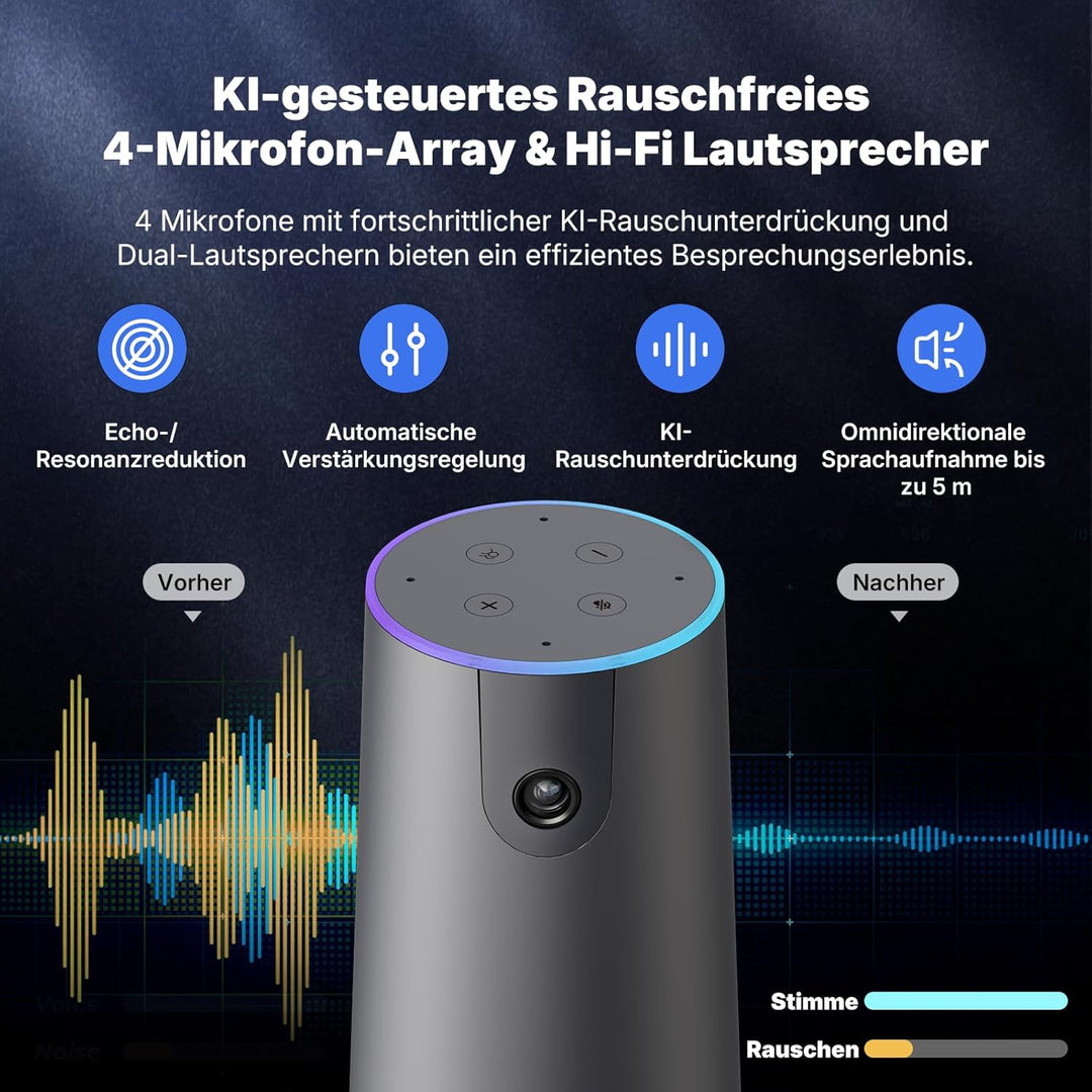 NEARITY 120 Max 4K FHD Videokonferenz Webcam mit Mikrofon und Lautsprecher, 8MP CMOS/120° Ultraweitw