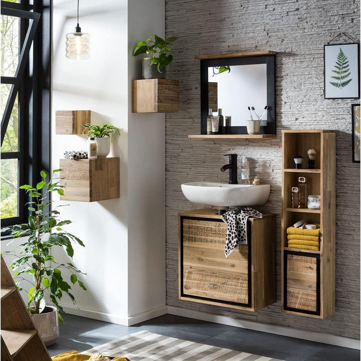 Woodkings® Bad Regal Jolo massiv Holz schmal Hängeregal Badschrank Hochschrank Badmöbel Badezimmer W