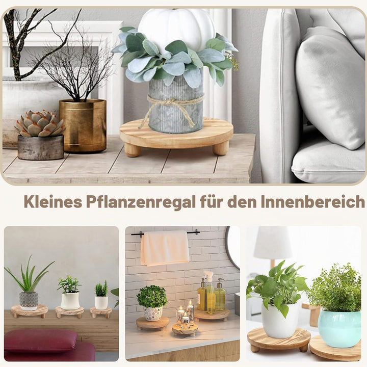 3 Stück Holz Blumenhocker Rund, Rund Holz-Topfpflanzenständer, Mini-Holzhocker-Präsentationsständer,