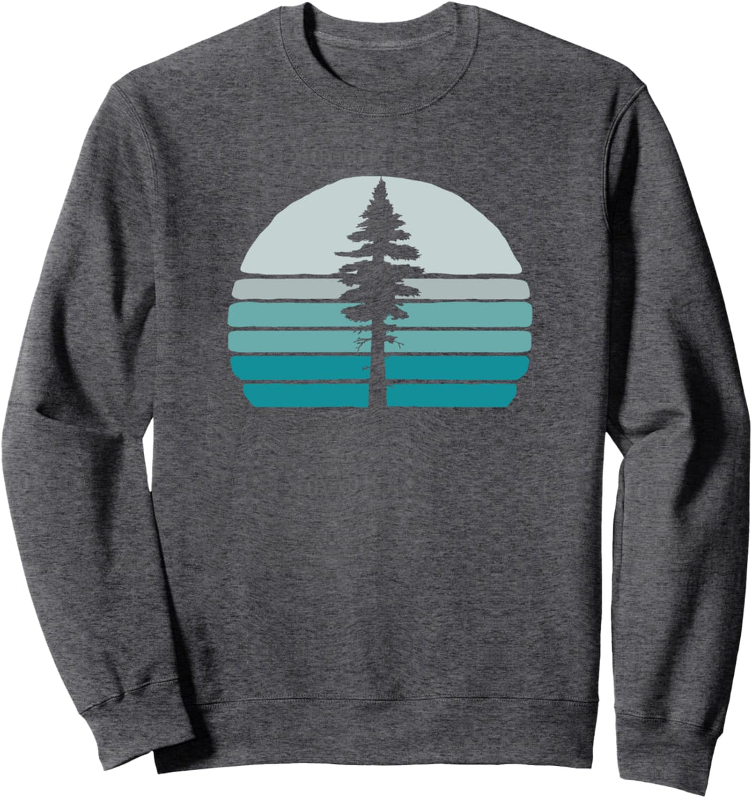 Cool Vintage Tree & Retro Sunset 80s Outdoor Graphic Sweatshirt