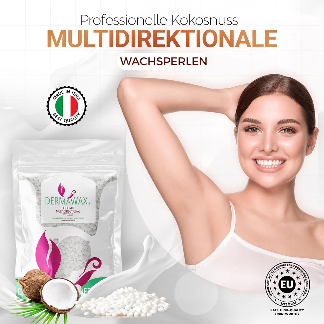 Dermawax Kokosnuss Multidirektional Enthaarungswachs zur Haarentfernung Gesicht Augenbrauen Intim Bi