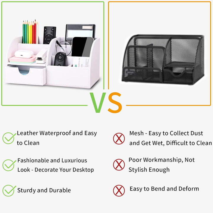 KINGFOM Büro Schreibtisch Organizer Ordnungssystem Tisch Organizer PU Leder Stiftehalter Stiftebox S