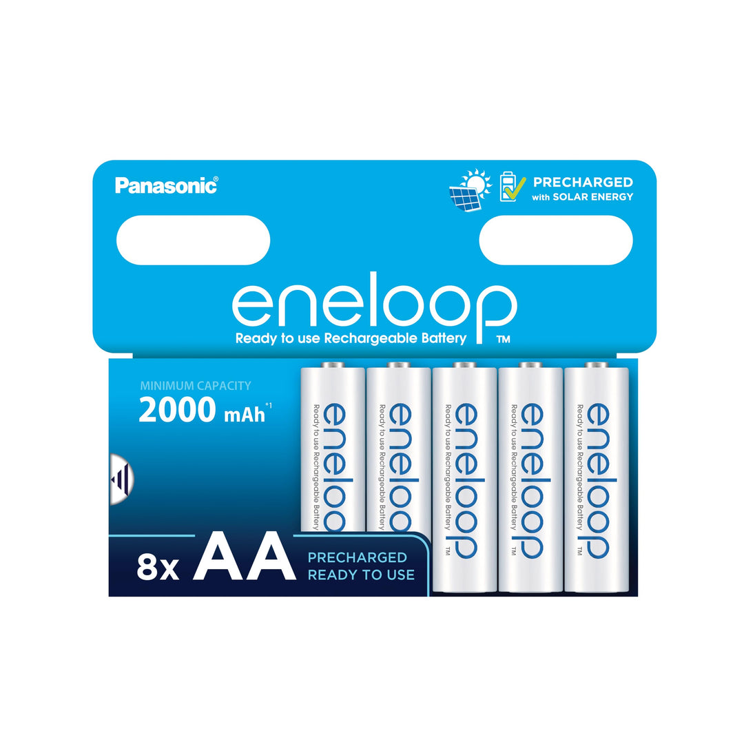 Panasonic eneloop, Ready-to-Use Ni-MH Akku, AA/Mignon, 8er-Pack, verbesserte Kapazität: min 2000 mAh
