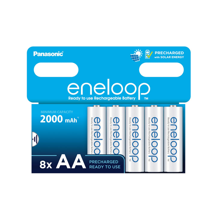 Panasonic eneloop, Ready-to-Use Ni-MH Akku, AA/Mignon, 8er-Pack, verbesserte Kapazität: min 2000 mAh