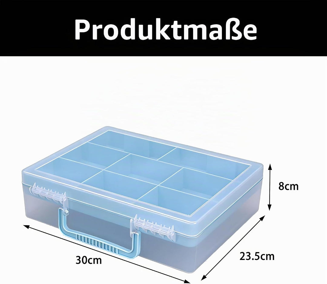 Zweistufig Aufbewahrungsbox für Lego, Bausteine Sortierbox mit 8 Fächern und 2 Druckknöpfen, Spielze