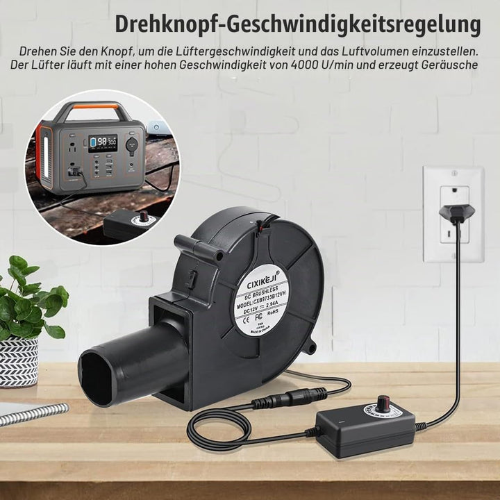 Radiallüfter 12V, 220V Regelbar AC Radial Lüfter, Kühlung Lüfter mit drehzahlregler, DC 3-12V Turbin