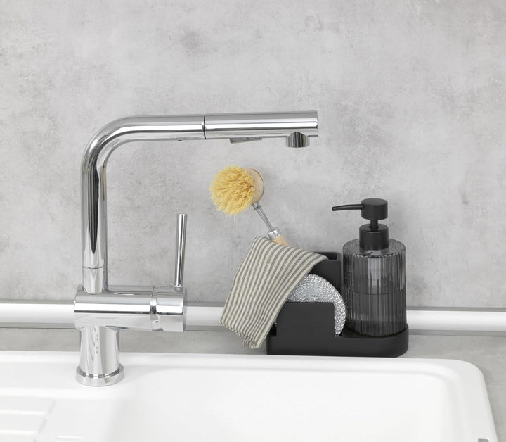 Spülorganizer Mod. Pina praktischer Spülbeckenorganizer mit Seifenspender für Küche und Bad aus Poly