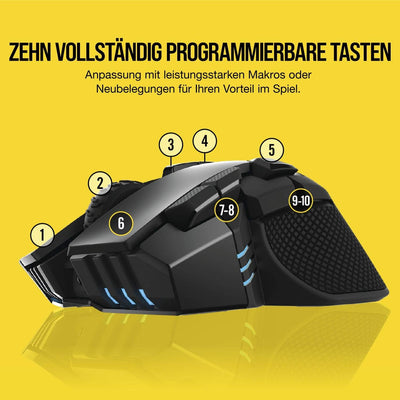 Corsair Ironclaw Wireless RGB, Wiederaufladbare Optisch Gaming Maus mit Slipstream Technologie (18.0