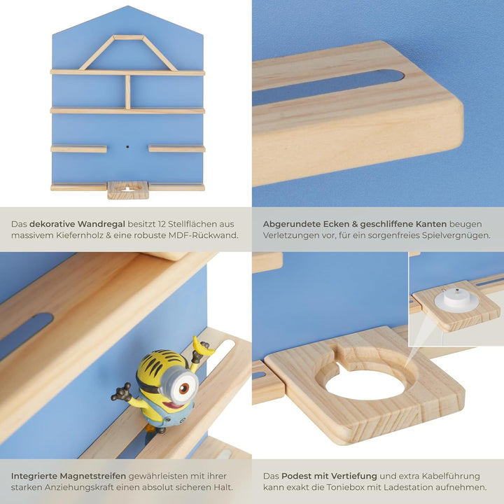 tectake® Holz Regal mit Magnetstreifen für Wand Montage, Wandregal für's Kinderzimmer, Aufbewahrung
