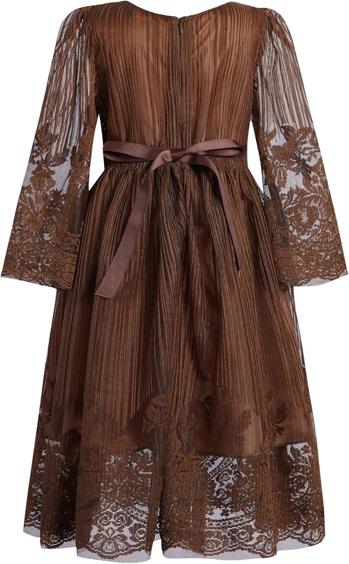 BONNY BILLY Mädchen Kleider Vintage Spitze Tüll Festlich Hochzeit Lang Abendkleid Ballkleid Partykle