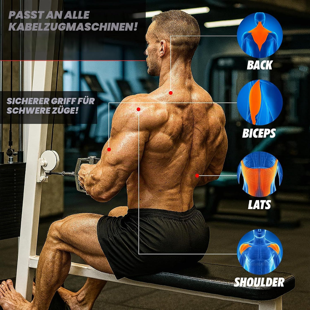 MuscleForge® Aufsatz für Latzug, Seilzug, Griff mit Drehbarem für Kabelmaschine, Kabelzug Griff für