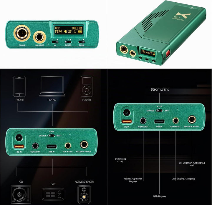 xDuoo XD05 T Tragbarer DAC &amp; Röhren-Kopfhörerverstärker - 1500mW AMP ES9039Q2M MQA DAC DSD512 32Bit/