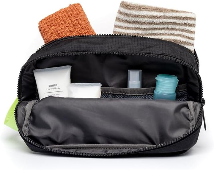 Lefrik Kei Washbag Kulturbeutel - 100% recycelter Stoff - umweltfreundlich Schwarz Limette, Schwarz